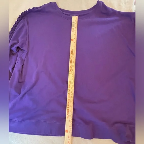 Roaman’s Women’s Size 3X 30/32 Pretty Purple Sweatshirt Decorative Sleeves - Picture 8 of 10